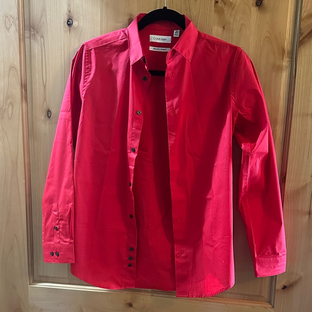 Calvin Klein Vibrant Red Long Sleeve Shirt
